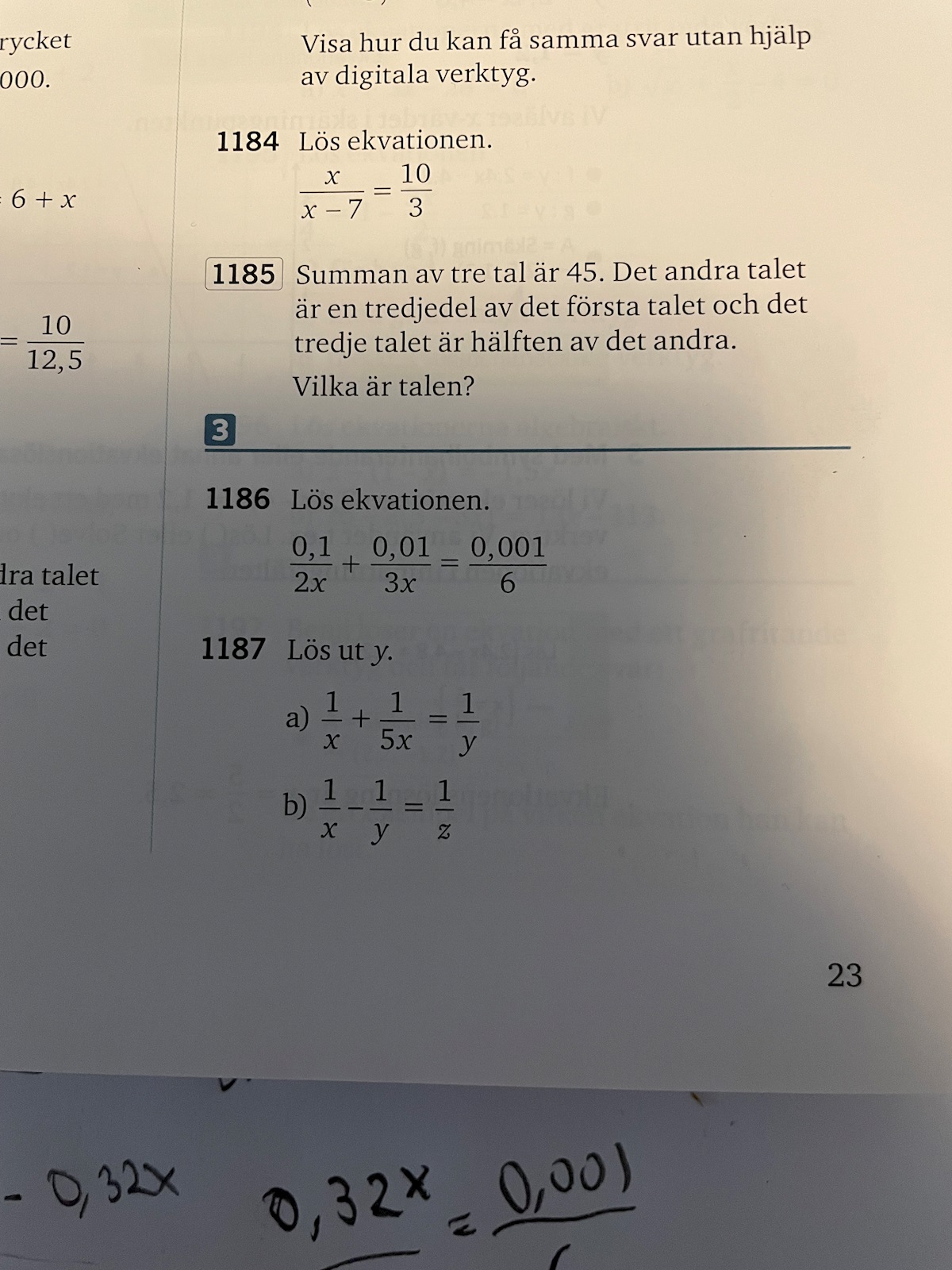 Lös Ekvationen. (Matematik/Matte 1/Algebra) – Pluggakuten