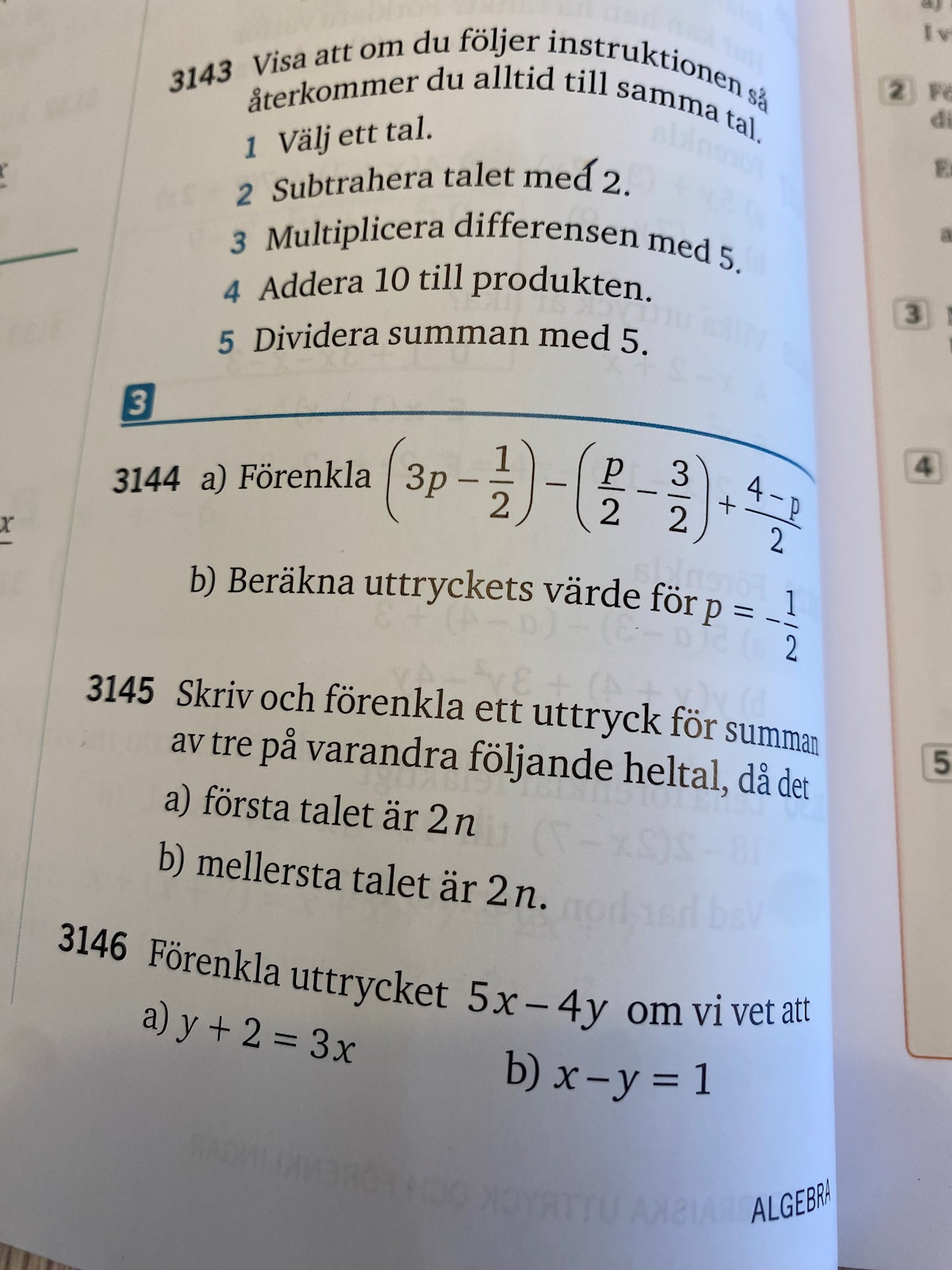 Uppgift 3144a (Matematik/Matte 1/Algebra) – Pluggakuten