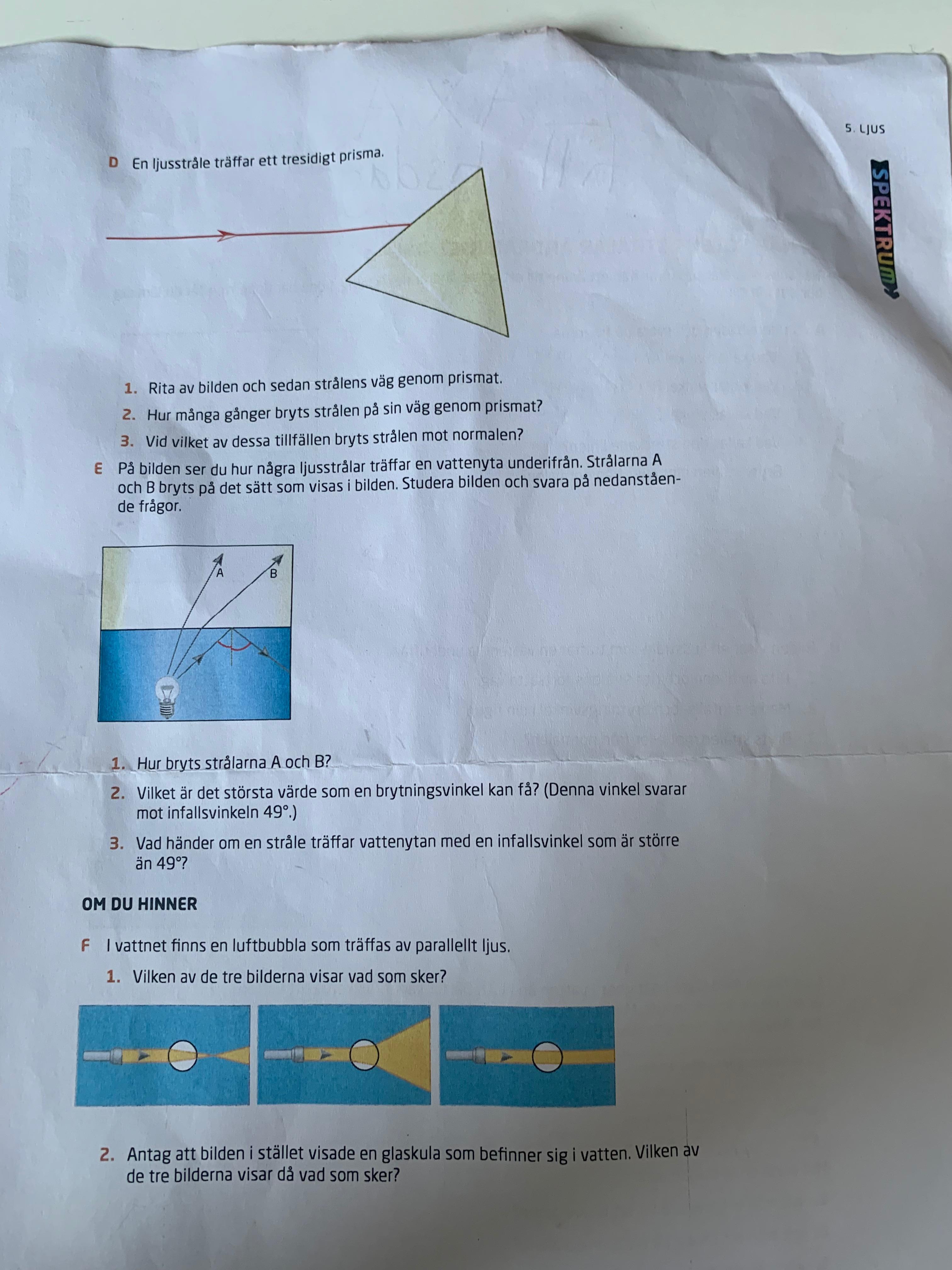 Fysik Ljus (Fysik/Grundskola) – Pluggakuten