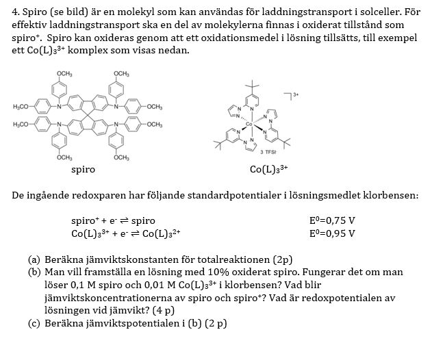 Kemisk Jämvikt 10% Oxiderat Spiro Delfråga C (Kemi/Universitet ...