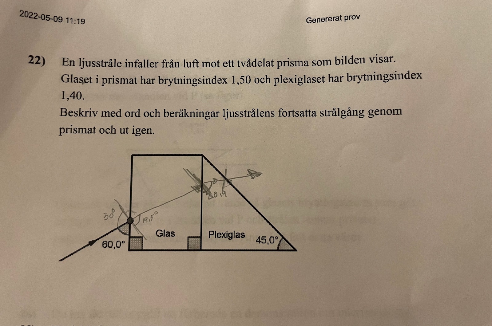 Uppgift Om Brytning Mellan Olika Medium (Fysik/Fysik 2) – Pluggakuten