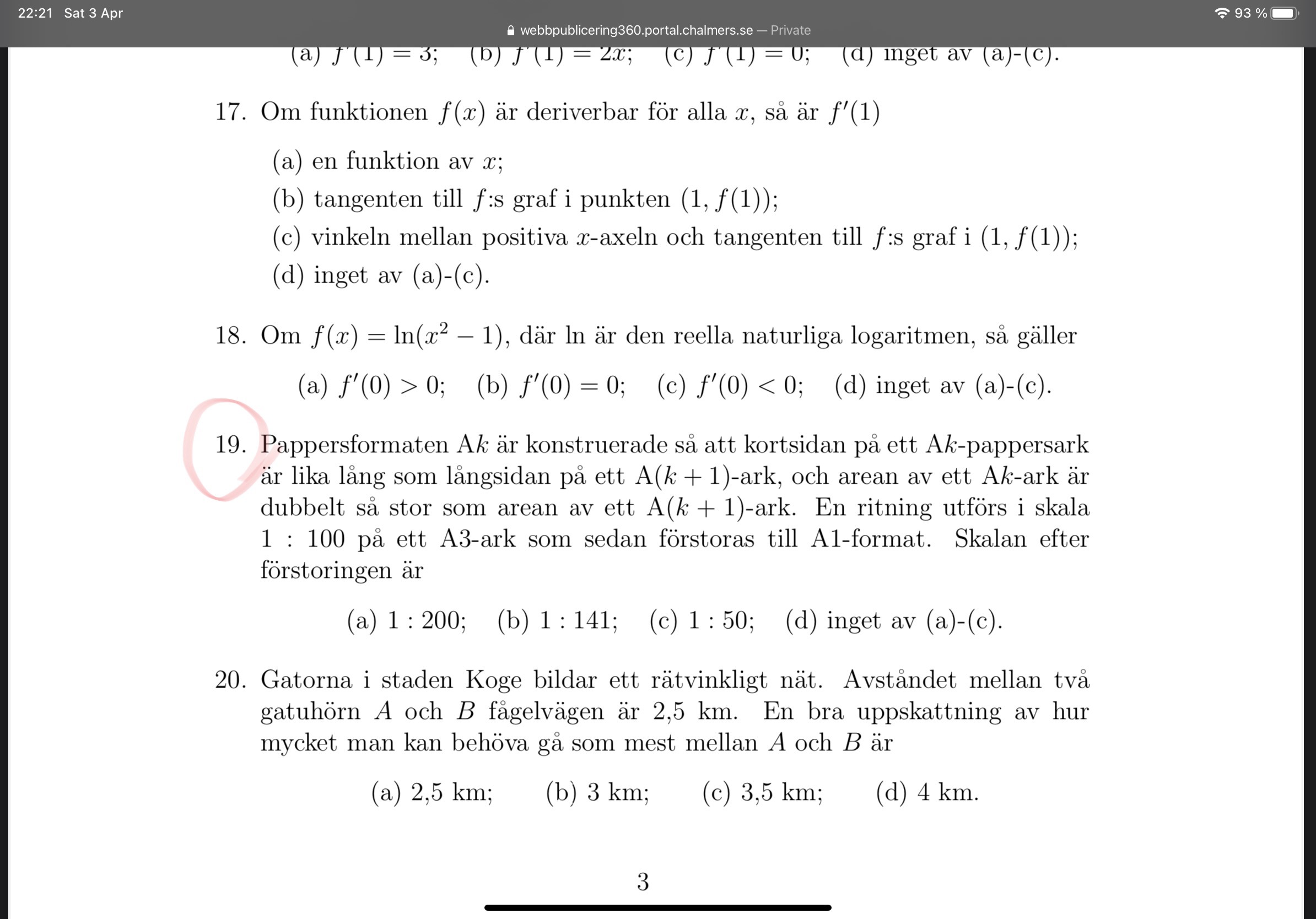 Mattefysikprovet 2008 Q19 (Matematik/Universitet) – Pluggakuten