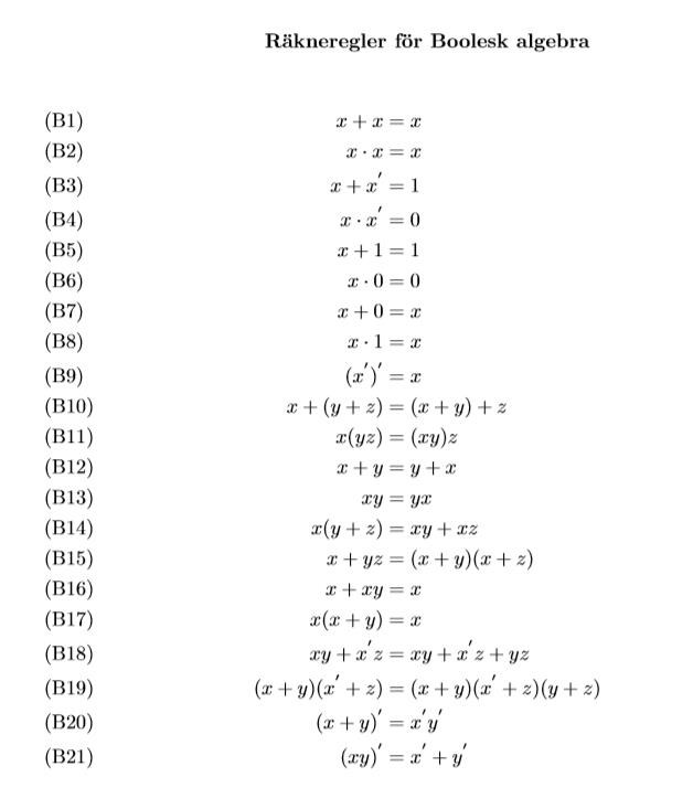 Boolesk Algebra Matematik Universitet Pluggakuten