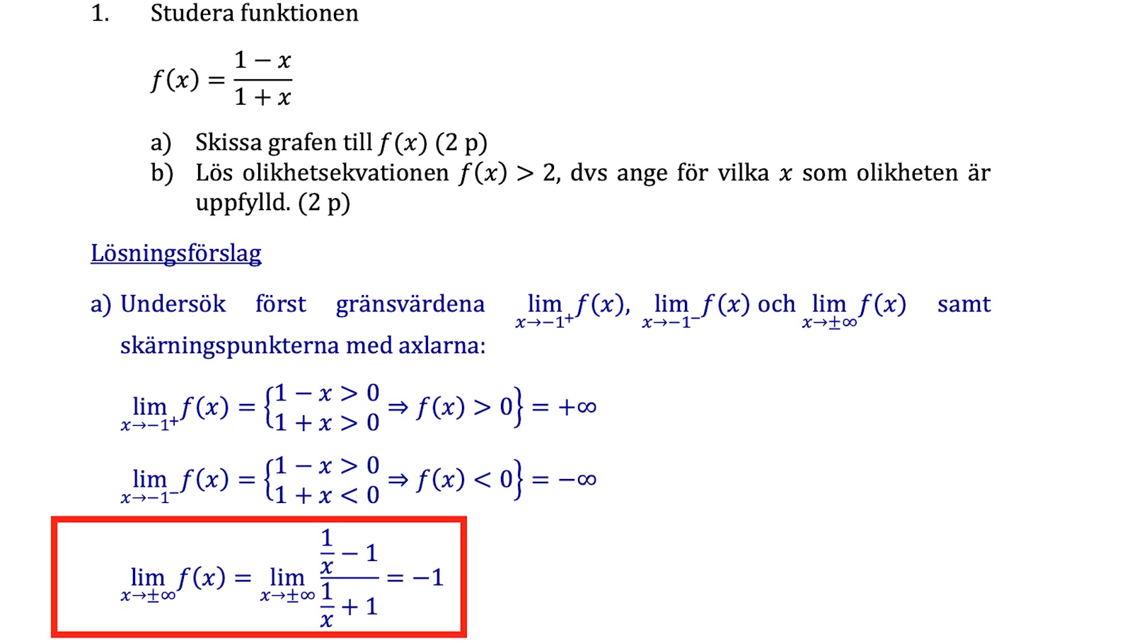 Envariabelanalys, Studering Av Gränsvärdena (Matematik/Universitet) – Pluggakuten