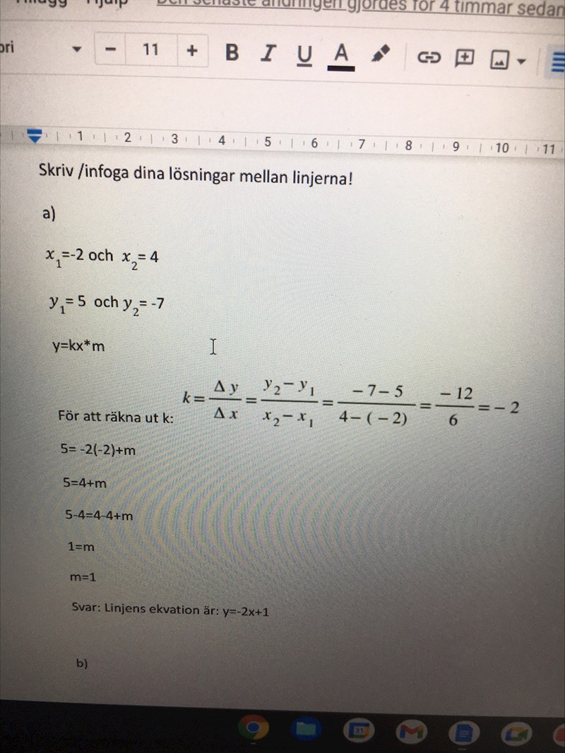 i vilken punkt skär linjen x-axeln? (Matematik/Matte 3) – Pluggakuten