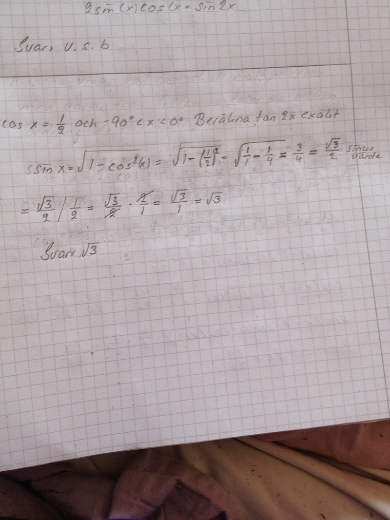 Berakna Tan 2x Exakt Visning Kommentera Matematik Matte 4 Trigonometri Pluggakuten