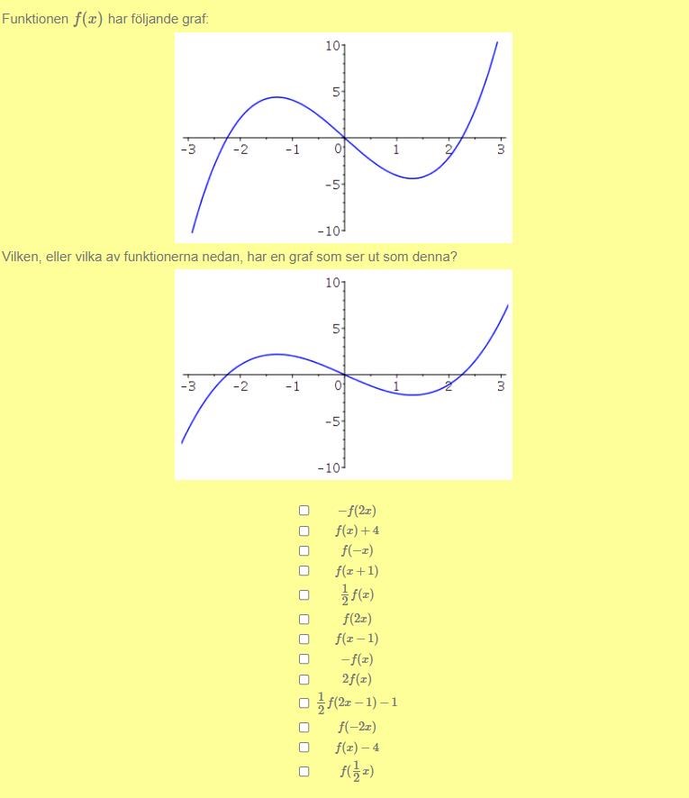 Vilken, eller vilka av funktionerna nedan, har en graf som ser ut som  denna? (Matematik/Matte 4) – Pluggakuten