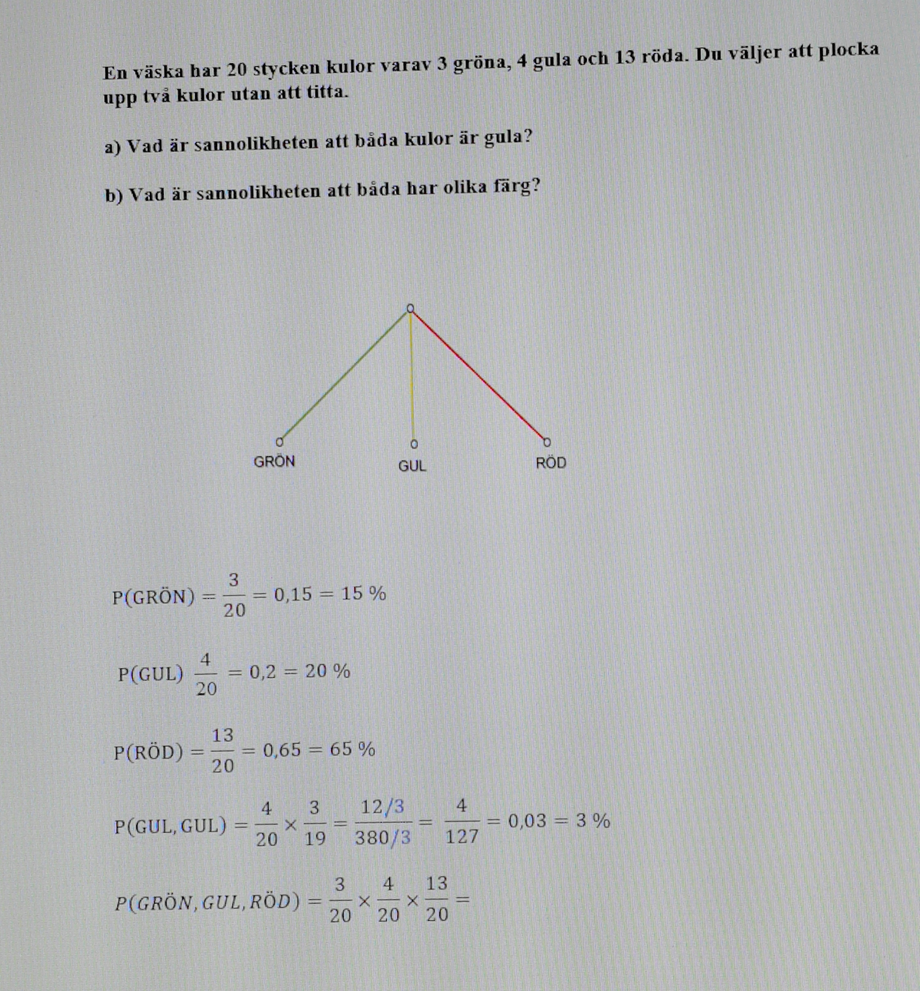 Sannolikhet Och Träddiagram (Matematik/Matte 1/Sannolikhet Och ...