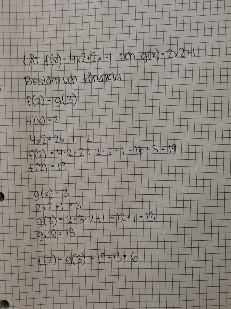 Bestam Och Forenkla F X Och G X Matematik Matte 1 Funktioner Pluggakuten