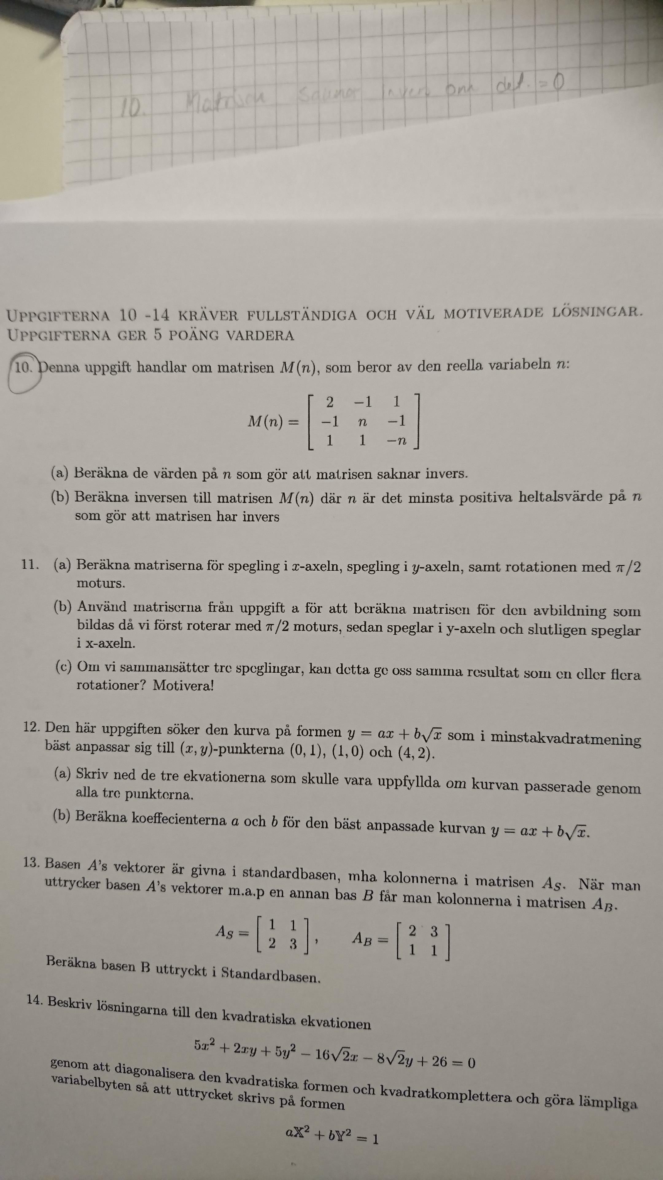 Linjär Algebra - Matris Med Reell Variabel (Matematik/Universitet ...