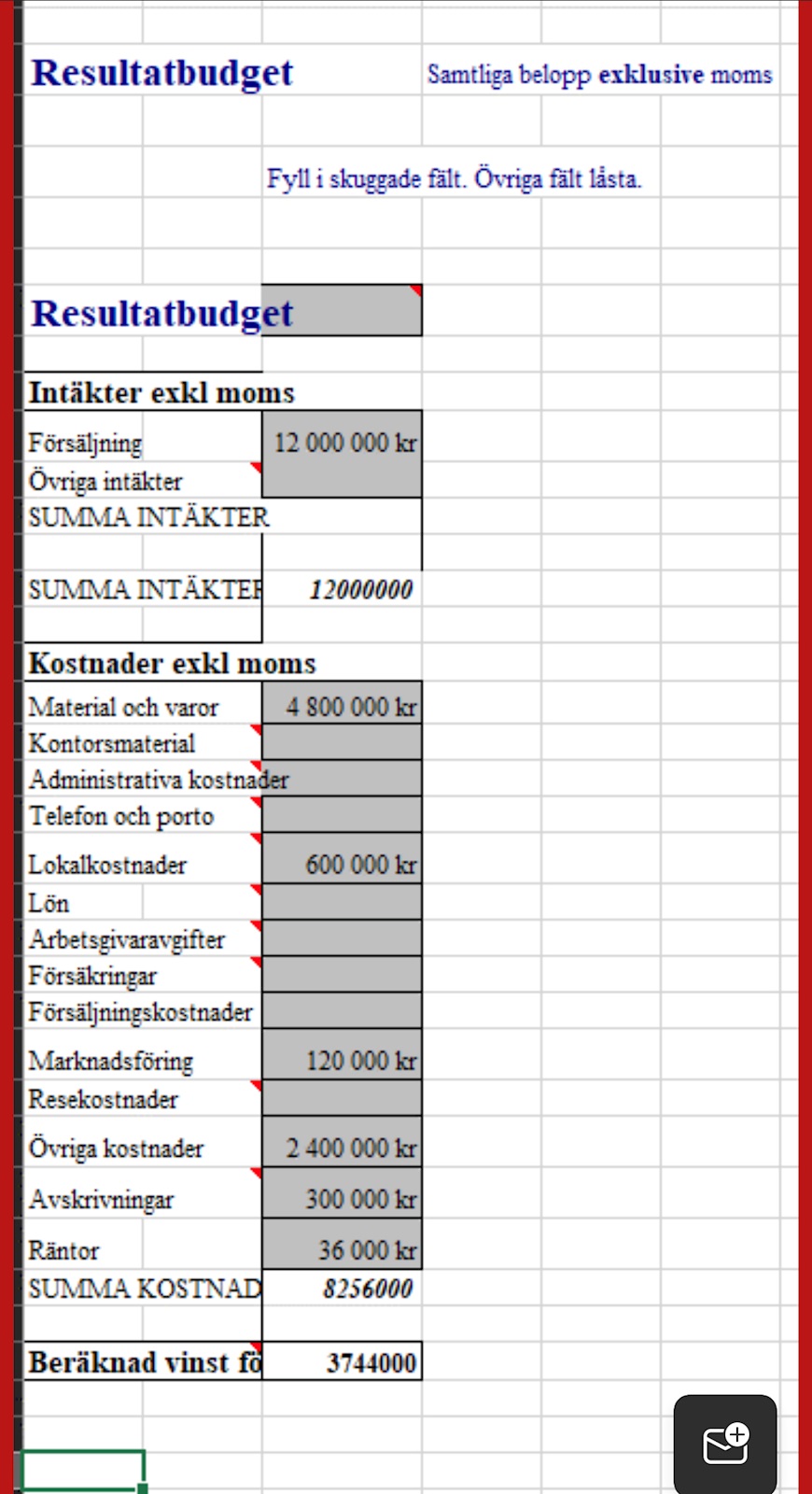 Resultat Och Likviditetsbudget (Ekonomi/Gymnasium) – Pluggakuten