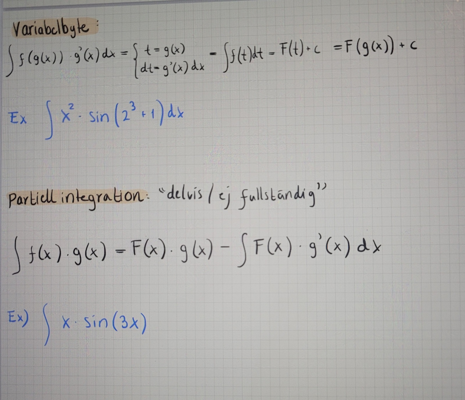 Lösa Integraler Olika (Matematik/Matte 4/Integraler Och Tillämpningar ...