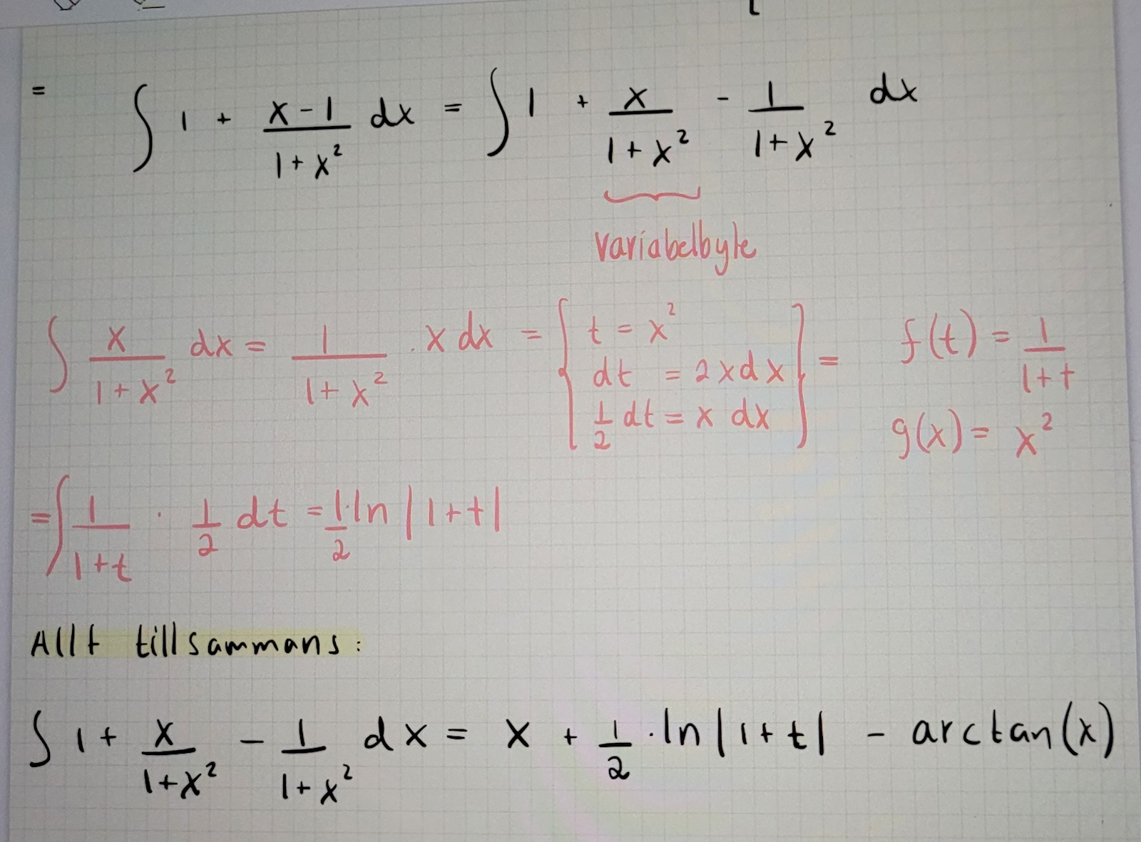 Omskrivning Av Bråket (Matematik/Matte 4/Integraler Och Tillämpningar ...