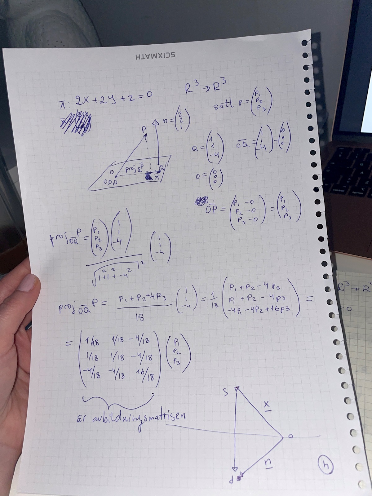 Projicera Vektorer På Plan (Matematik/Universitet) – Pluggakuten