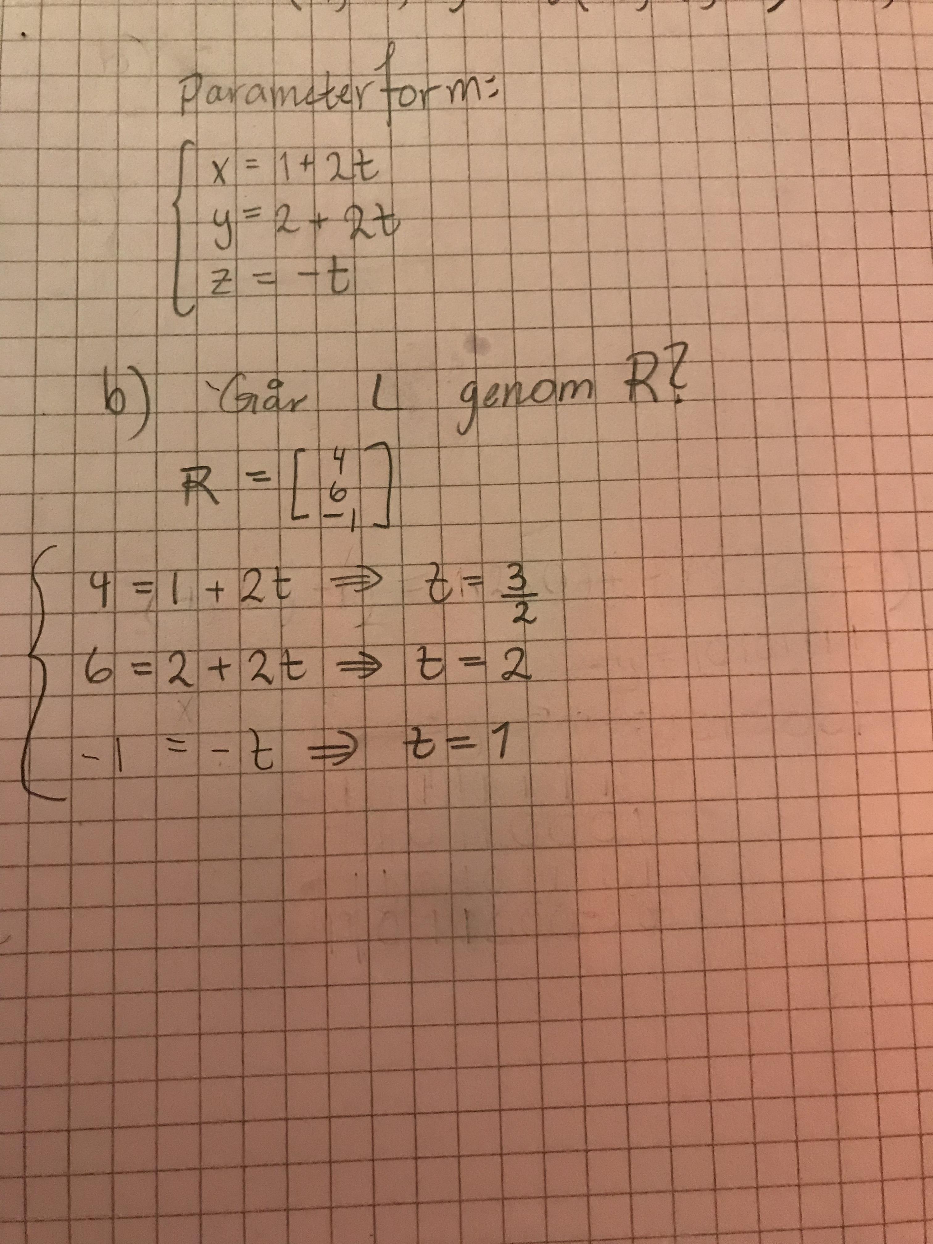 Linjär Algebra (går Linjen Genom En Viss Punkt I R3?) (Matematik ...