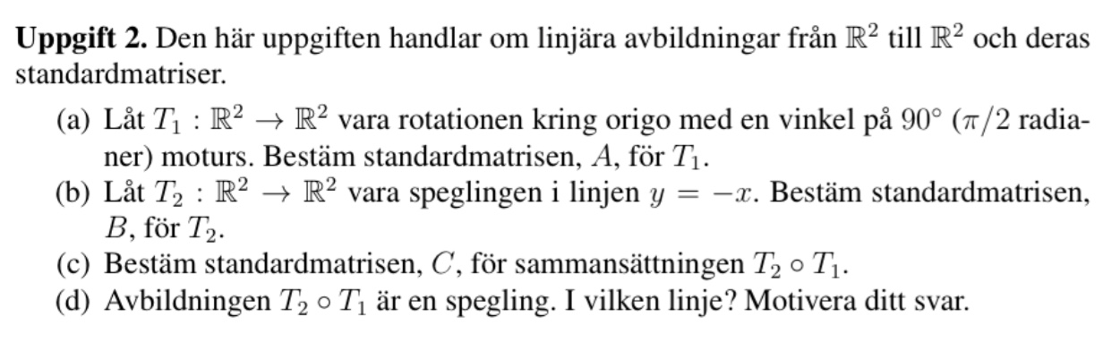 Linjära Avbildningar I R2? (Linj Algebra) (Matematik/Universitet ...