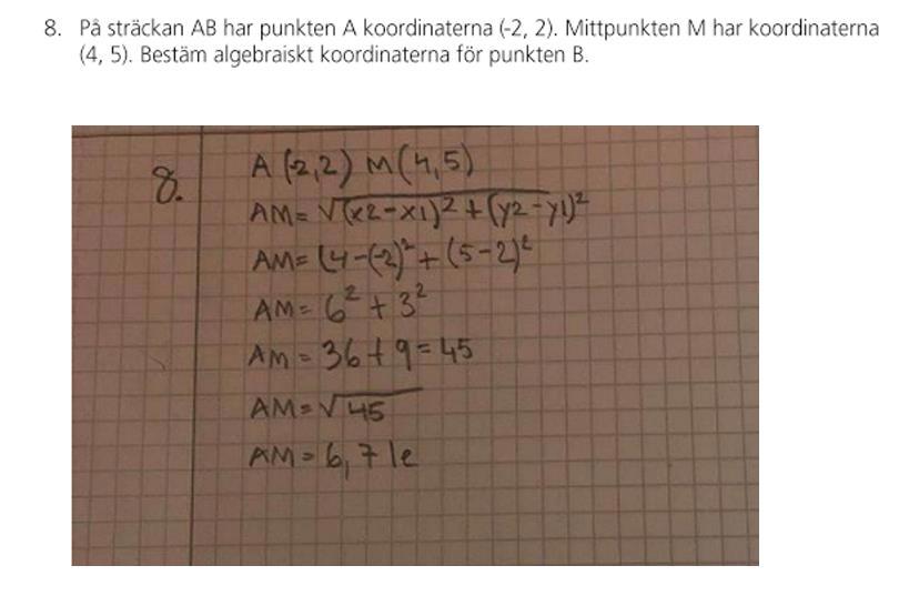 Räkna Ut Algebraiskt Koordinaterna För Punkt B (Matematik/Matte 2 ...