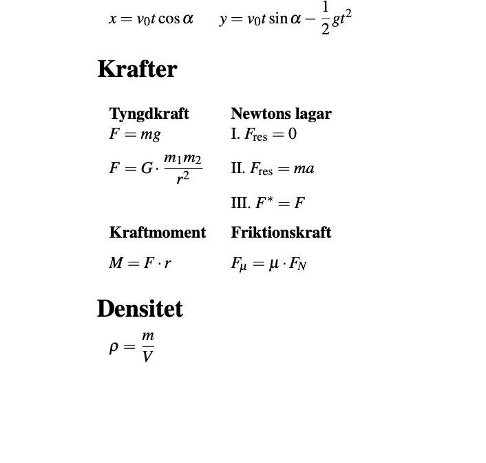 Hittar Inte Formeln På Formellblad? (Fysik/Fysik 1) – Pluggakuten