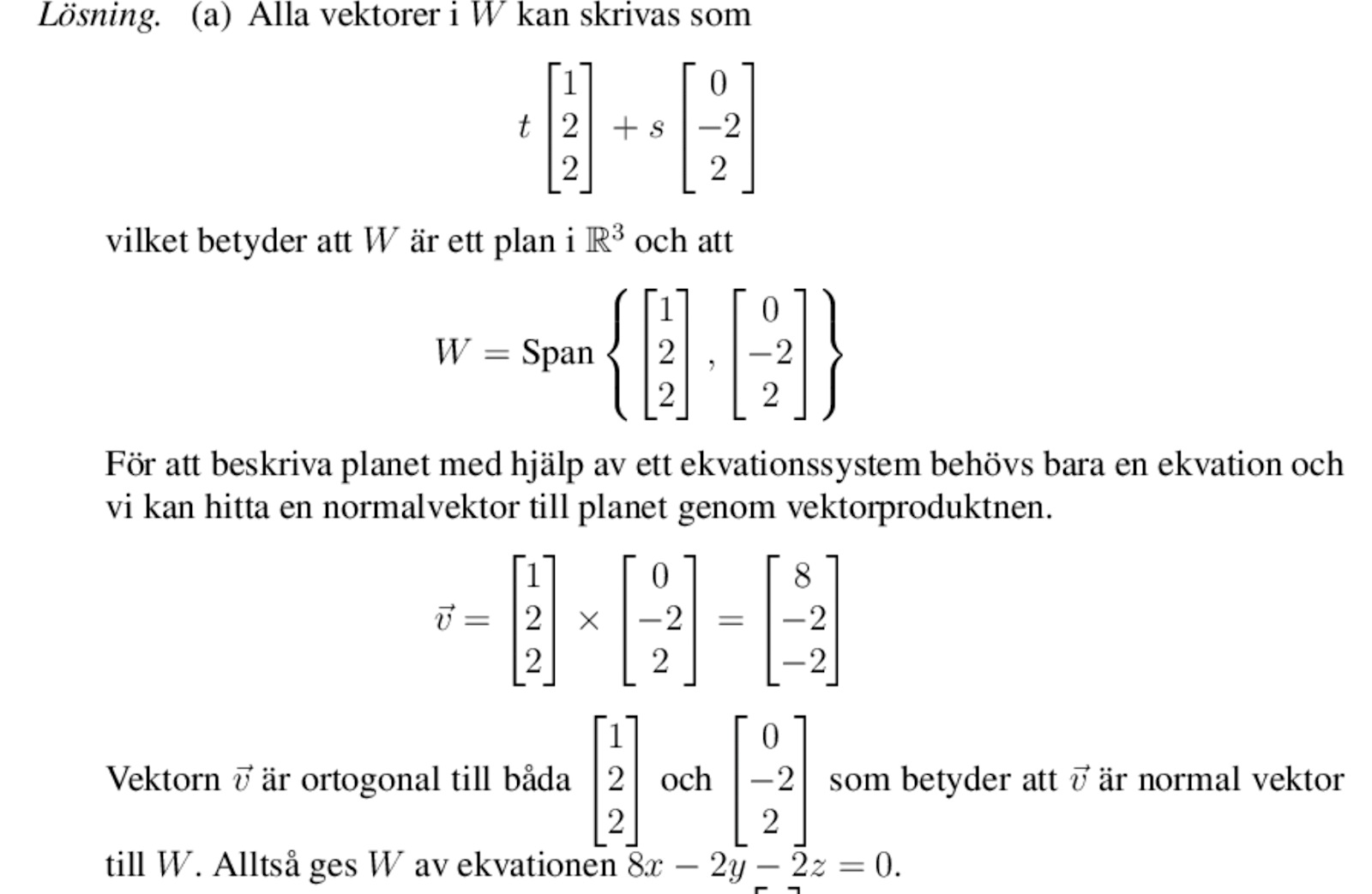 Linjär Algebra, Fråga A) Lösningsmängd (Matematik/Universitet ...