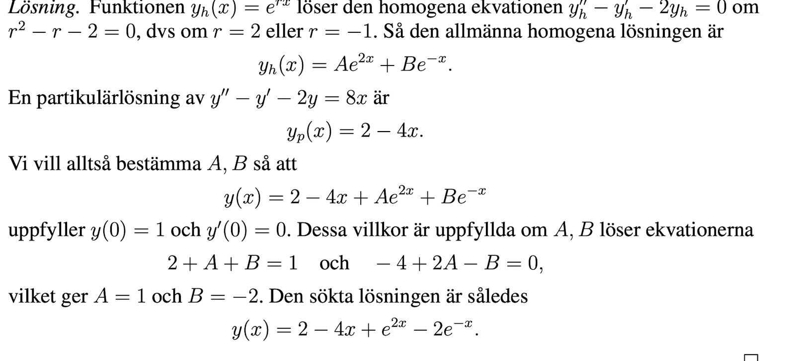 Envariabelanalys: Differentialekvation Andra Ordningen ...