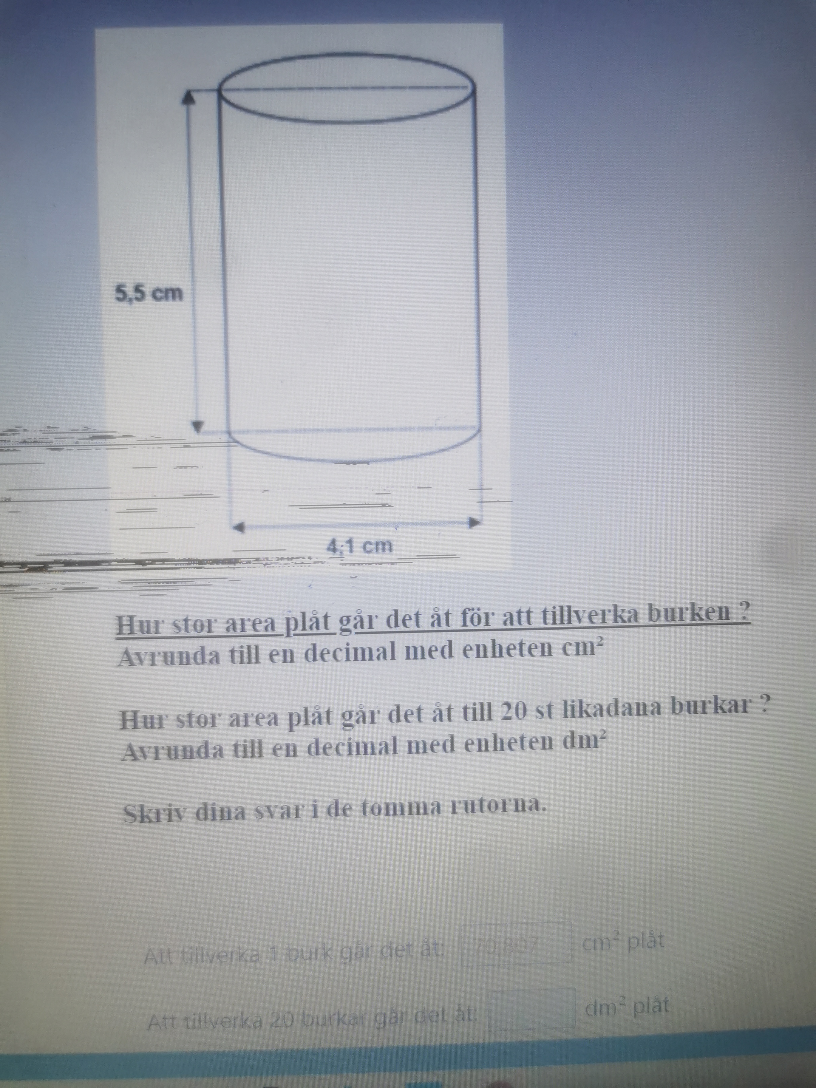 Tillverka Cylindrisk Burk (Matematik/Årskurs 8) – Pluggakuten