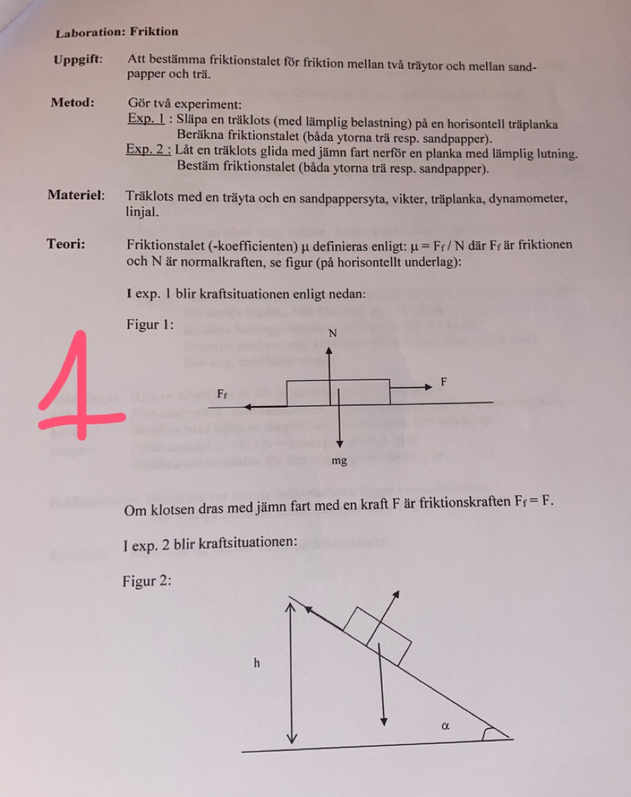 Laboration Friktion (Fysik/Fysik 1) – Pluggakuten