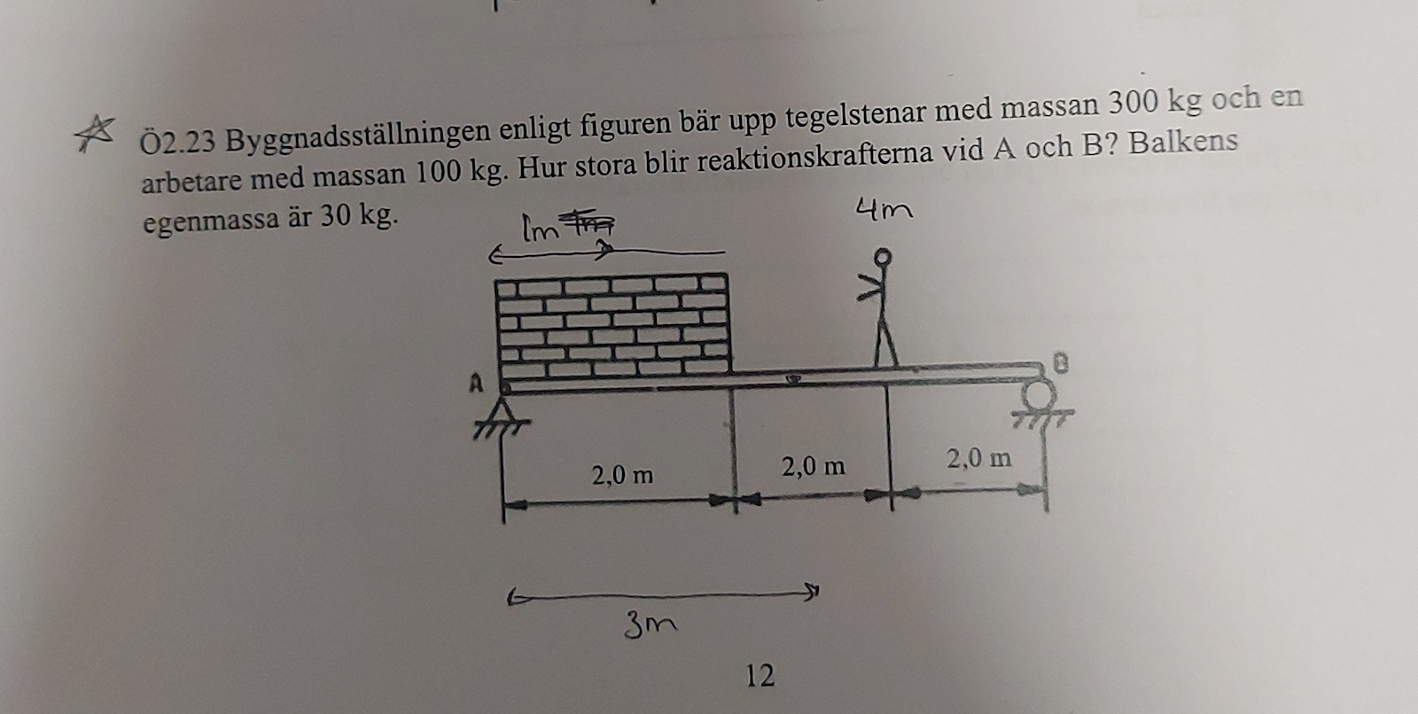 Beräkna Reaktionskrafterna A Och B (Fysik/Universitet) – Pluggakuten