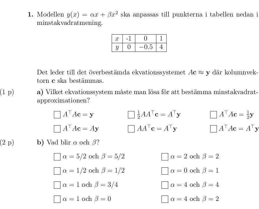 Minstakvadrat Metoden (Matematik/Universitet) – Pluggakuten