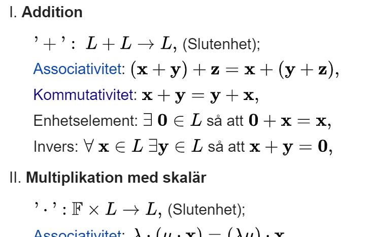 Wikipedia Villkor För Vektorrum Fel Tecken? (Matematik/Universitet ...