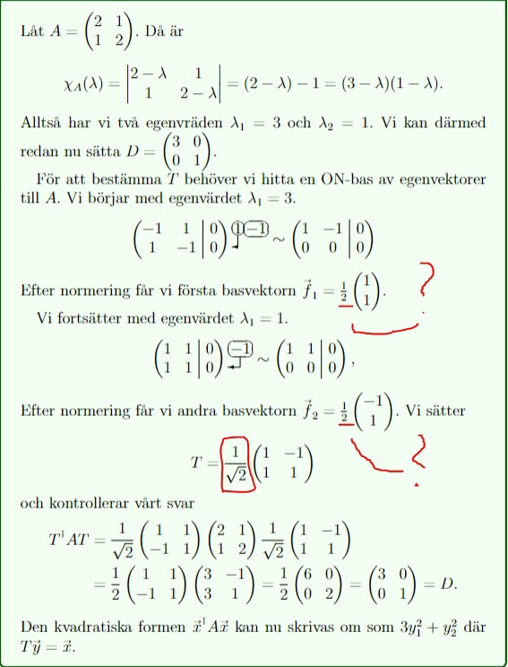 Linjär Algebra. Fel I Kompendium? (Matematik/Universitet) – Pluggakuten