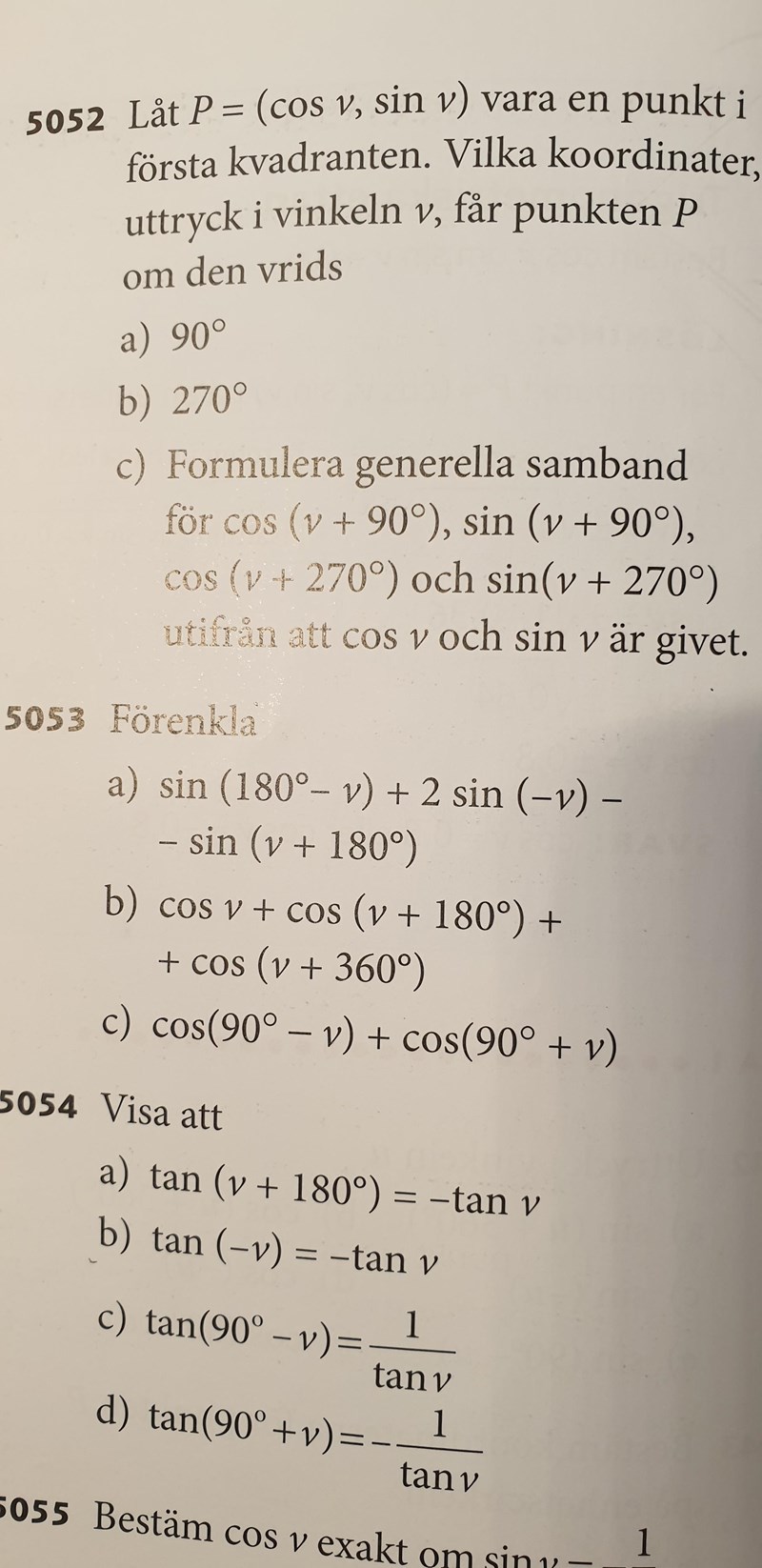 Uttryck Cos V 90 I V Matematik Matte 3 Trigonometri Pluggakuten