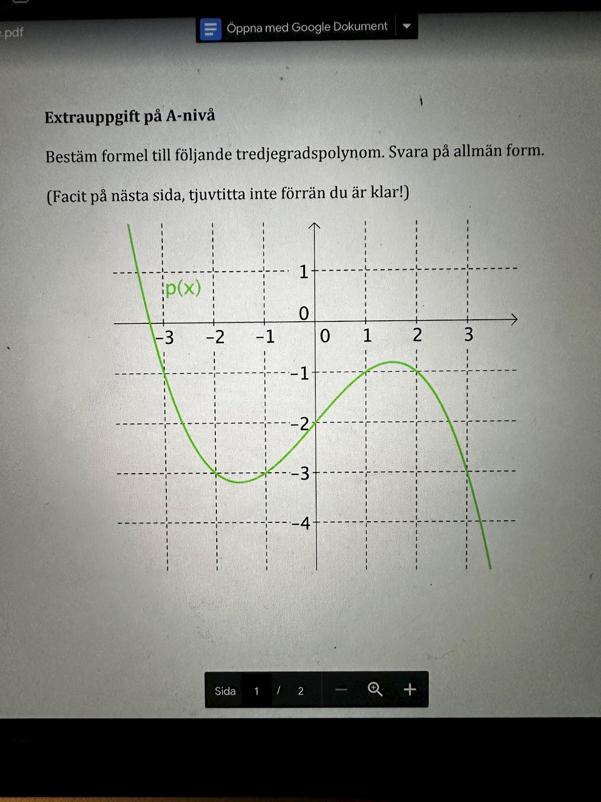 Bestäm Formel Till Tredjegradspolynom (Matematik/Matte 3/Algebraiska ...