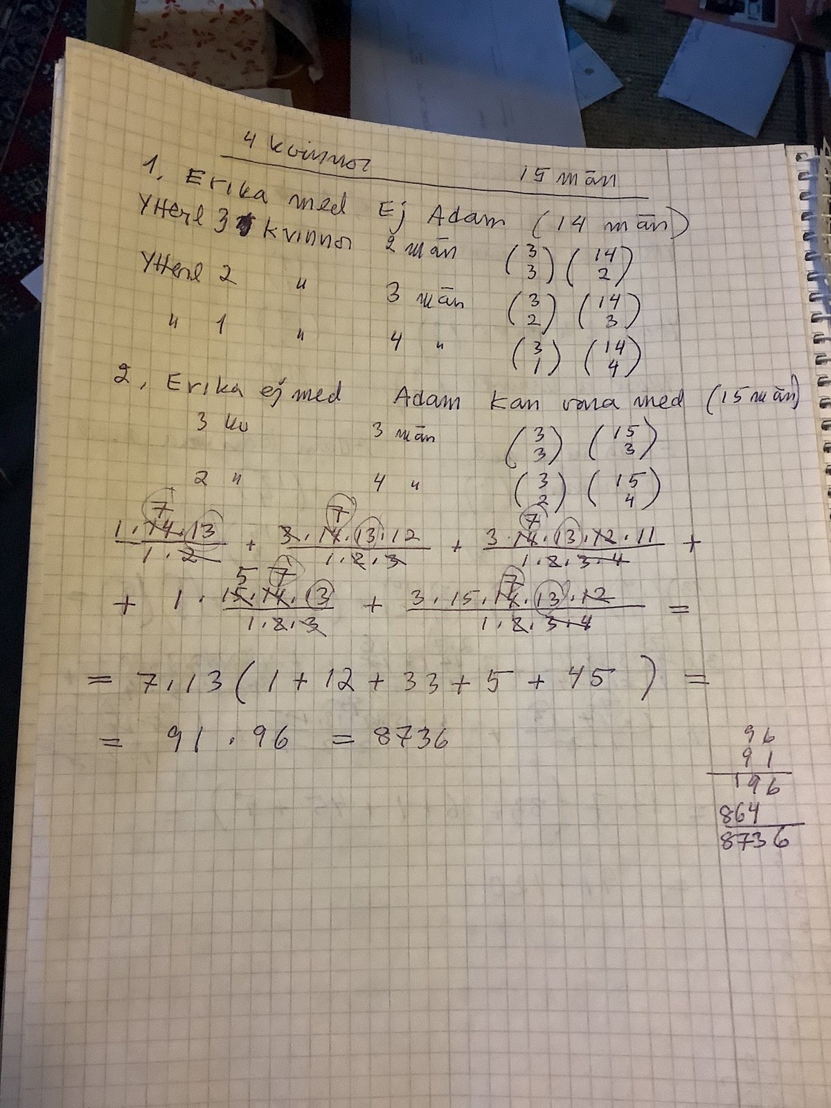 Kombinationer (Matematik/Matte 5) – Pluggakuten