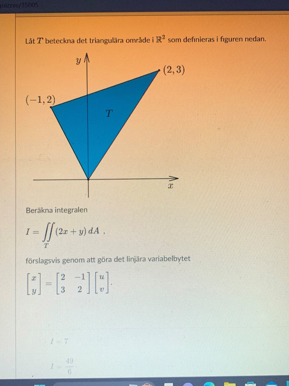 Flervariabelanalys: Dubbelintegtal Variabelbyte (Matematik/Universitet ...