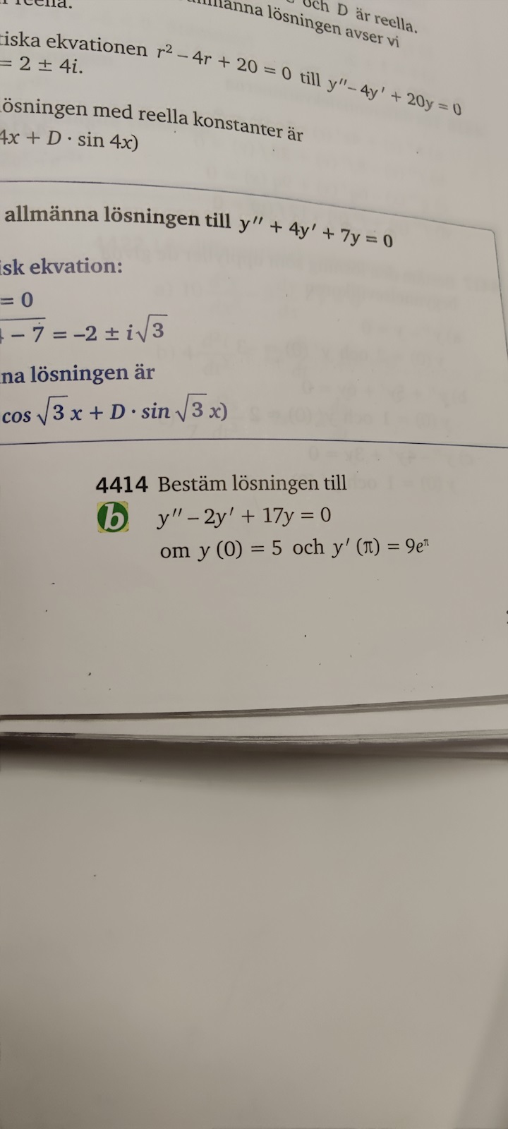 Andra Gradens Homogena Differentialekvationer (Matematik/Matte 5 ...