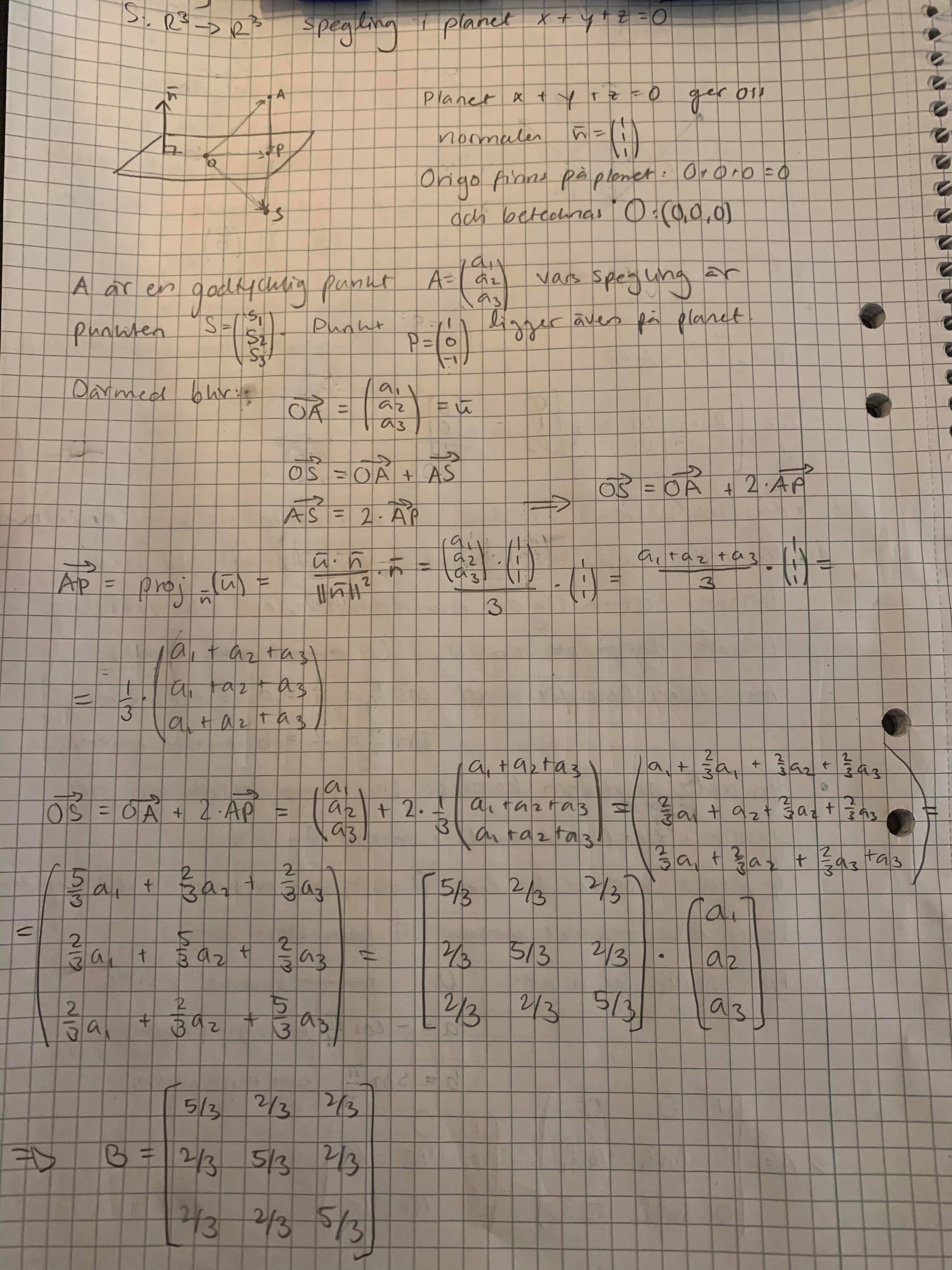 Spegling I Plan, Linjär Algebra (Matematik/Universitet) – Pluggakuten