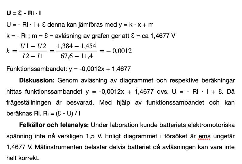 Laboration Nr 3 Elektricitet - Batteri (Fysik/Fysik 1) – Pluggakuten