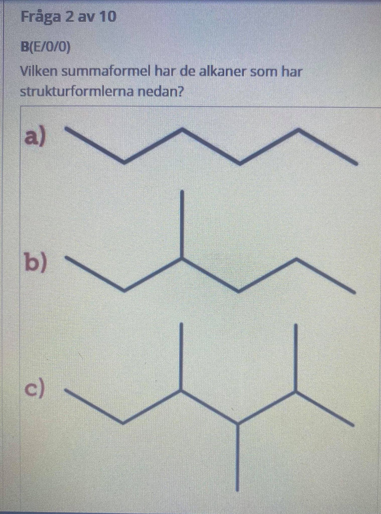 Summaformel Alkaner B Uppgift (Kemi/Kemi 2) – Pluggakuten