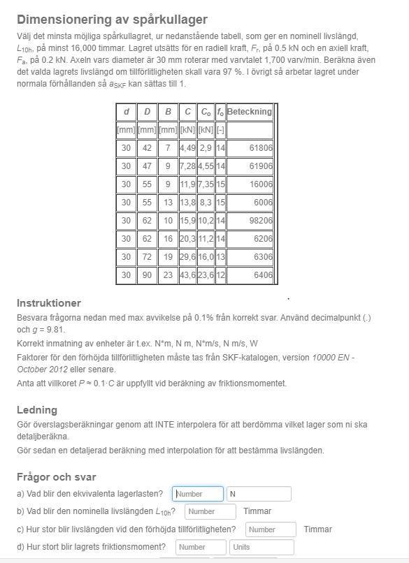 Skf kullager tabell