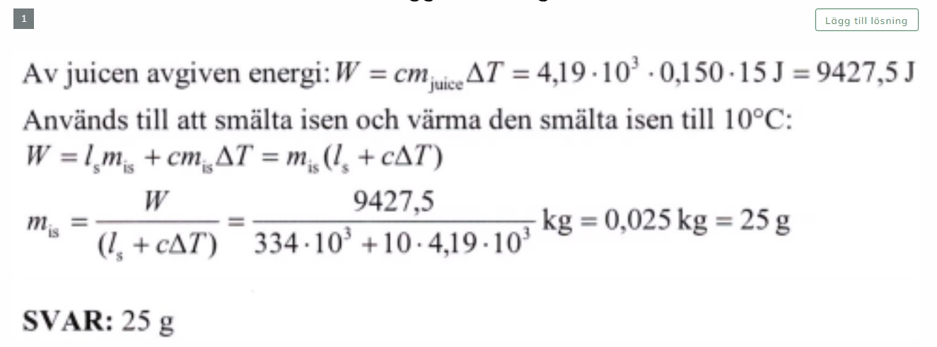 Massa Is Som Krävs För Att Sänka Temp (Fysik/Fysik 1) – Pluggakuten