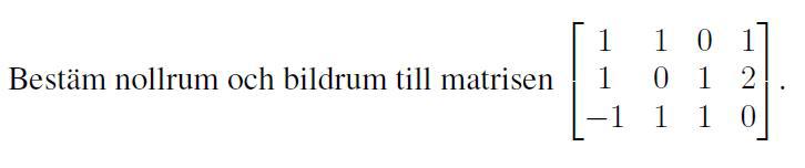 Bildrum Till En Matris (Matematik/Universitet) – Pluggakuten