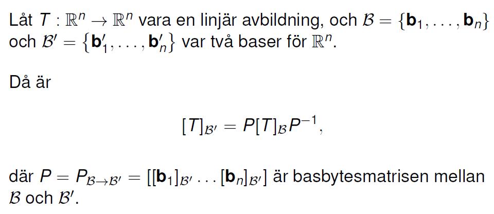 Samband Mellan Linjära Avbildningar I Olika Baser (Matematik ...